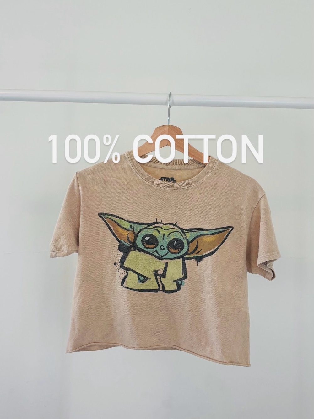 Star Wars Official The Child Mandalorian Tee - Tan | 100% Cotton | Size XS